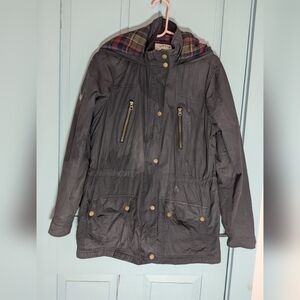 🖤 Orvis XL Jacket Full Zip Hooded lined waxed cotton pull tie Outdoor Work